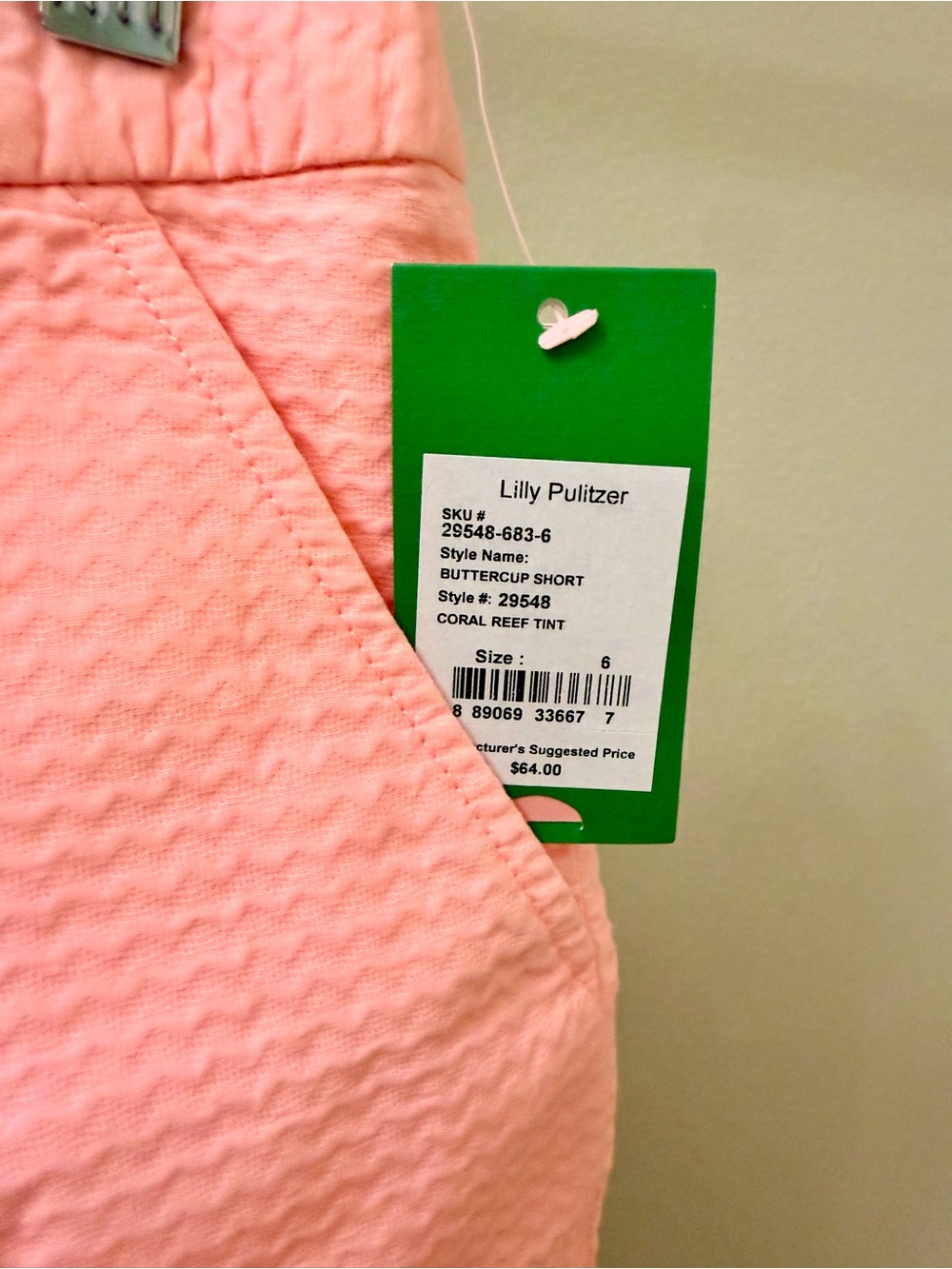 NWT Lilly Pulitzer Buttercup Short 5” Inseam Coral Reef Tint Size 6 - Picture 5 of 5